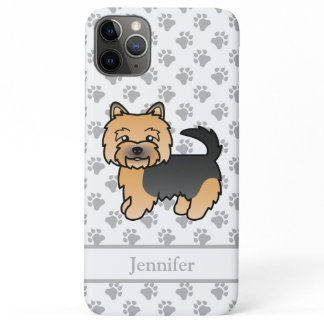 Black And Tan Norwich Terrier Cartoon Dog &amp; Name iPhone 11 Pro Max Case
