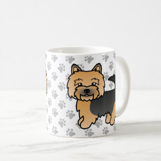 Black And Tan Norwich Terrier Cartoon Dog &amp; Paws Coffee Mug