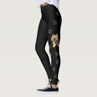Black And Tan Norwich Terrier Cartoon Dog &amp; Paws Leggings