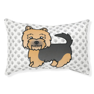 Black And Tan Norwich Terrier Cartoon Dog &amp; Paws Pet Bed