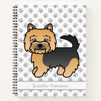 Black And Tan Norwich Terrier Cartoon Dog &amp; Text Notebook
