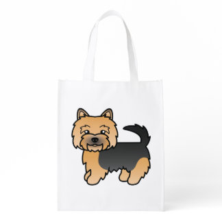 Black And Tan Norwich Terrier Cute Cartoon Dog Grocery Bag