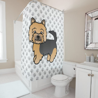 Black And Tan Norwich Terrier Cute Cartoon Dog Shower Curtain