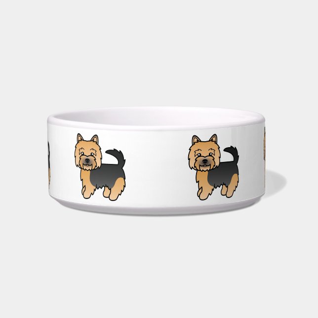 Black And Tan Norwich Terrier Cute Cartoon Dogs Bowl (Front)