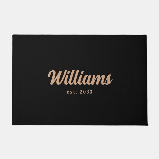 Black and Tan Personalized Family Last Name Doormat (Front)