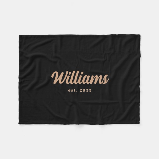 Black and Tan Personalized Family Last Name Fleece Blanket (Front (Horizontal))