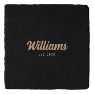Black and Tan Personalized Family Name Kitchen Trivet