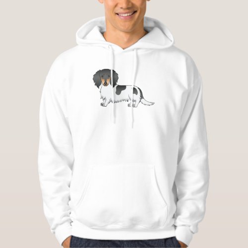 Black And Tan Piebald Long Hair Dachshund Dog Hoodie