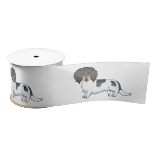 Black And Tan Piebald Long Hair Dachshund Dog Satin Ribbon