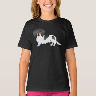 Black And Tan Piebald Long Hair Dachshund Dog T-Shirt