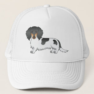 Black And Tan Piebald Long Hair Dachshund Dog Trucker Hat