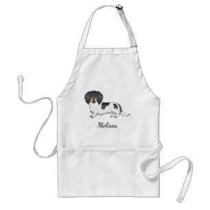 Black And Tan Piebald Long Hair Dachshund & Name Adult Apron