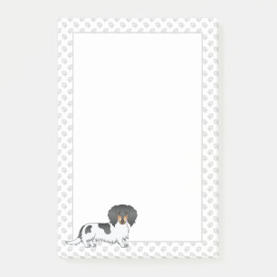Black And Tan Piebald Long Hair Dachshund & Paws Post-it Notes