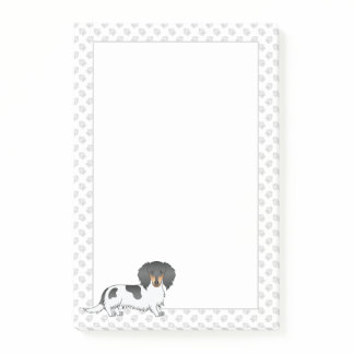 Black And Tan Piebald Long Hair Dachshund &amp; Paws Post-it Notes