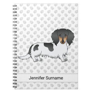 Black And Tan Piebald Long Hair Dachshund & Text Notebook
