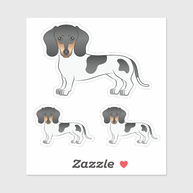 Black And Tan Piebald Short Hair Dachshund Dog Sticker (Sheet)