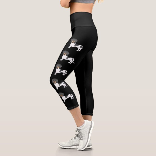 Black And Tan Piebald Short Hair Dachshund Dogs Capri Leggings (Left)