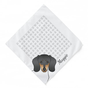 Black And Tan Piebald Short Hair Dachshund & Name Bandana