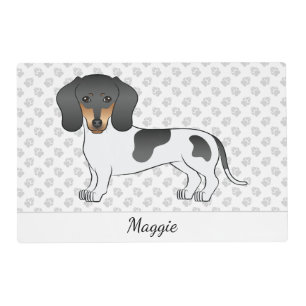 Black And Tan Piebald Short Hair Dachshund & Name Placemat