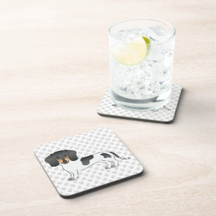 Black And Tan Piebald Short Hair Dachshund & Paws Beverage Coaster
