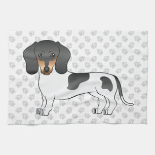 Black And Tan Piebald Short Hair Dachshund & Paws Kitchen Towel
