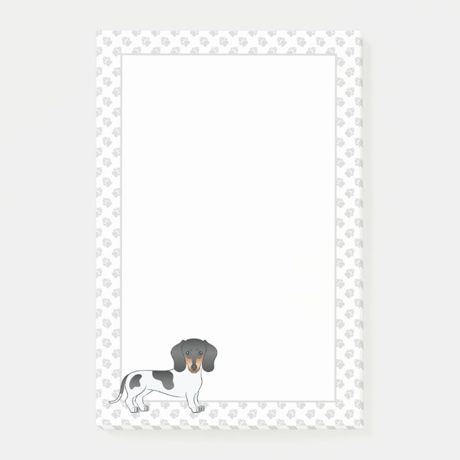 Black And Tan Piebald Short Hair Dachshund & Paws Post-it Notes (Front)