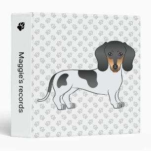 Black And Tan Piebald Short Hair Dachshund & Text 3 Ring Binder