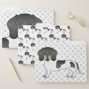 Black And Tan Piebald Smooth Coat Dachshund Dog File Folder