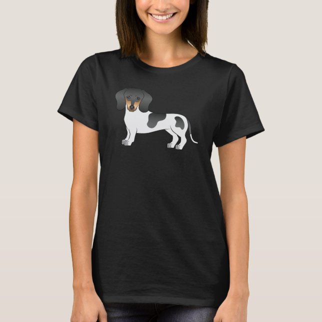 Black And Tan Piebald Smooth Coat Dachshund Dog T-Shirt (Front)