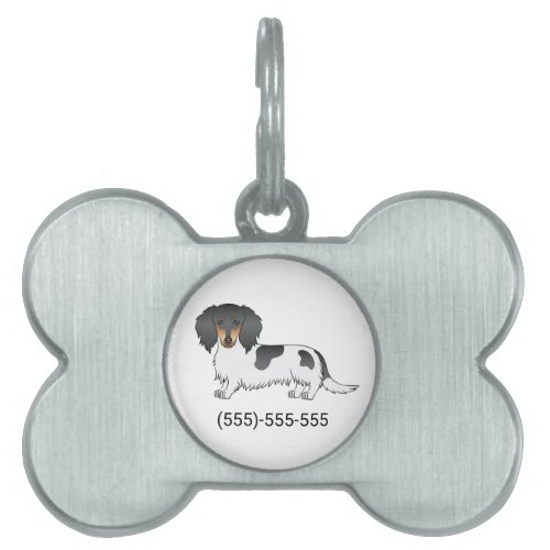 Black And Tan Pied Long Hair Dachshund  Number Pet ID Tag