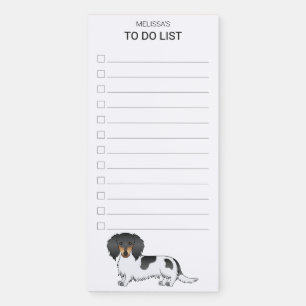 Black And Tan Pied Long Hair Dachshund To Do List Magnetic Notepad