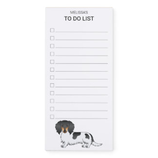 Black And Tan Pied Long Hair Dachshund To Do List Magnetic Notepad