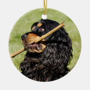 Black and Tan Playful Cocker Spaniel Puppy Dog Ceramic Ornament