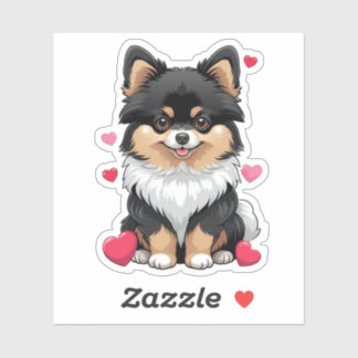 Black and Tan Pom Valentine's Day 3 x 3 Sticker