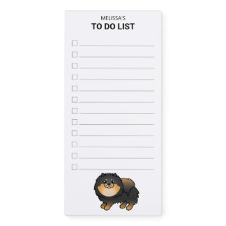 Black And Tan Pomeranian Cartoon Dog To Do List Magnetic Notepad
