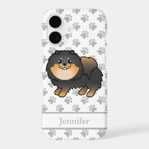 Black And Tan Pomeranian Cute Cartoon Dog & Name iPhone 17 Case