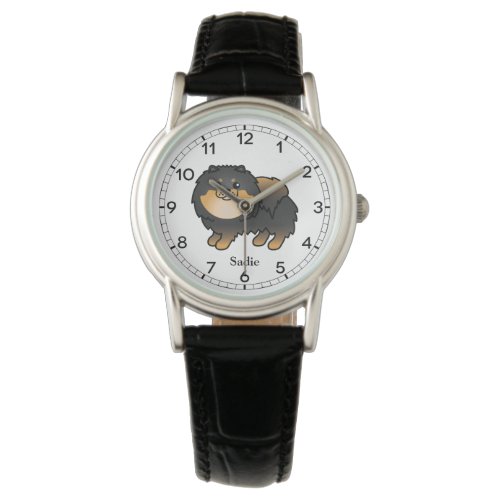 Black And Tan Pomeranian Cute Cartoon Dog  Name Watch