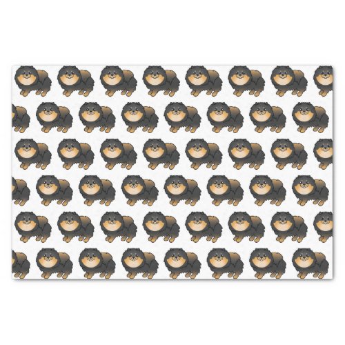 Black And Tan Pomeranian Cute Cartoon Dog Pattern Tissue Paper