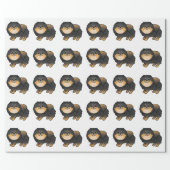 Black And Tan Pomeranian Cute Cartoon Dog Pattern Wrapping Paper (Flat)