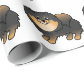 Black And Tan Pomeranian Cute Cartoon Dog Pattern Wrapping Paper (Roll Corner)