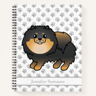 Black And Tan Pomeranian Cute Dog & Custom Text Notebook