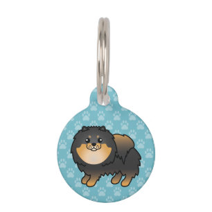 Black And Tan Pomeranian Dog And Pet's Info Pet Tag