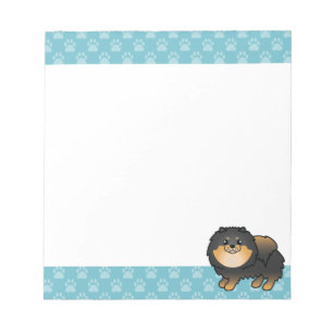 Black And Tan Pomeranian Dog Cartoon Drawing Notepad