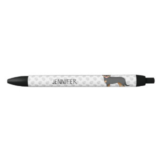 Black And Tan Rottweiler Cute Cartoon Dog And Name Black Ink Pen