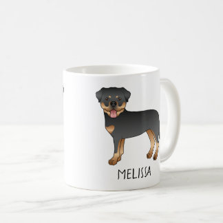 Black And Tan Rottweiler Cute Cartoon Dog And Name Coffee Mug