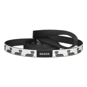 Black And Tan Rottweiler Cute Cartoon Dog And Name Pet Leash