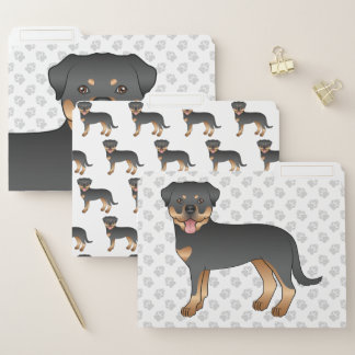 Black And Tan Rottweiler Cute Cartoon Dog File Folder