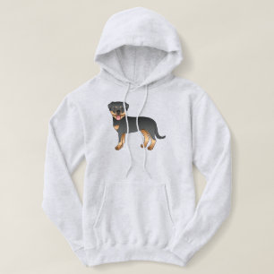 Black And Tan Rottweiler Cute Cartoon Dog Hoodie