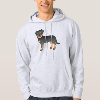 Black And Tan Rottweiler Cute Cartoon Dog Hoodie
