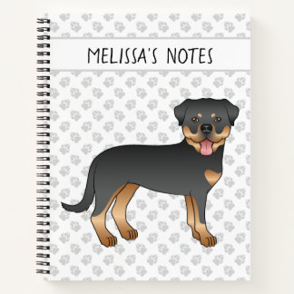 Black And Tan Rottweiler Cute Cartoon Dog Notebook